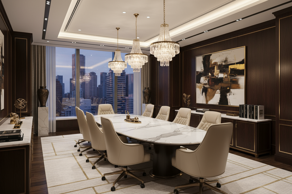 genarate image ofcorporate interios with lexuary items