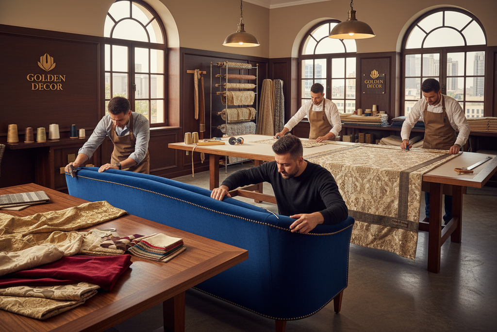 i want a furniture like sofa crafting and custamization  and curain custamization process by craft men for golden decore 